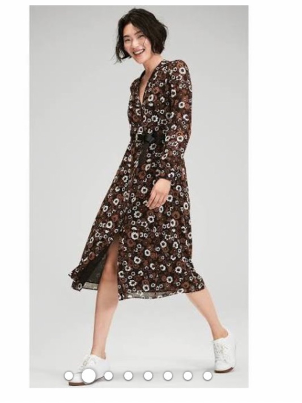 MICHAEL Michael Kors Brown Floral Midi Shirtdress